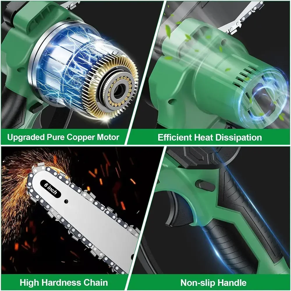 Перезаряжаемая портативная цепная пила 6-дюймовая и 4-дюймовая Беспроводная