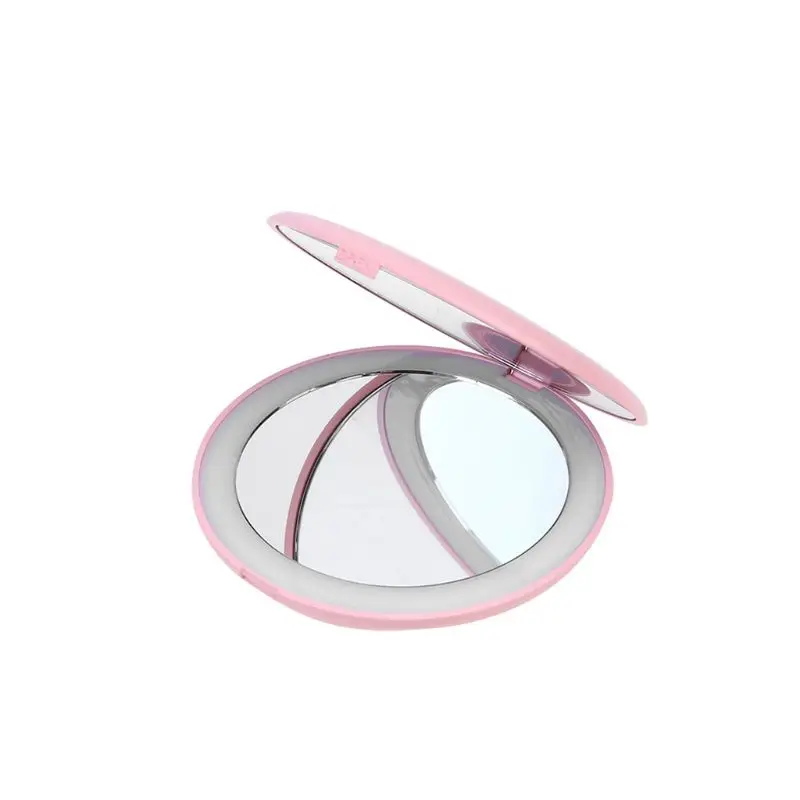 

GU283 LED Lighted Mini Circular Makeup Cosmetic Mirror Foldable 10X Magnifying Round Lighting Mirrors Compact Travel U2JD
