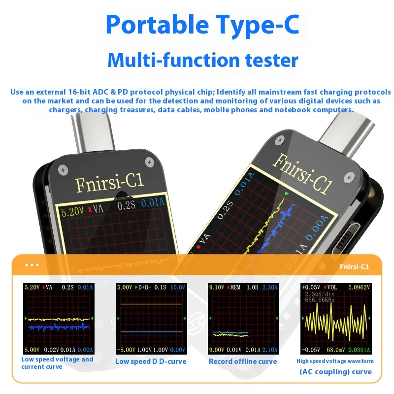 Вольтметр-Амперметр Fnirsi C1 измеритель емкости для внешних аккумуляторов с