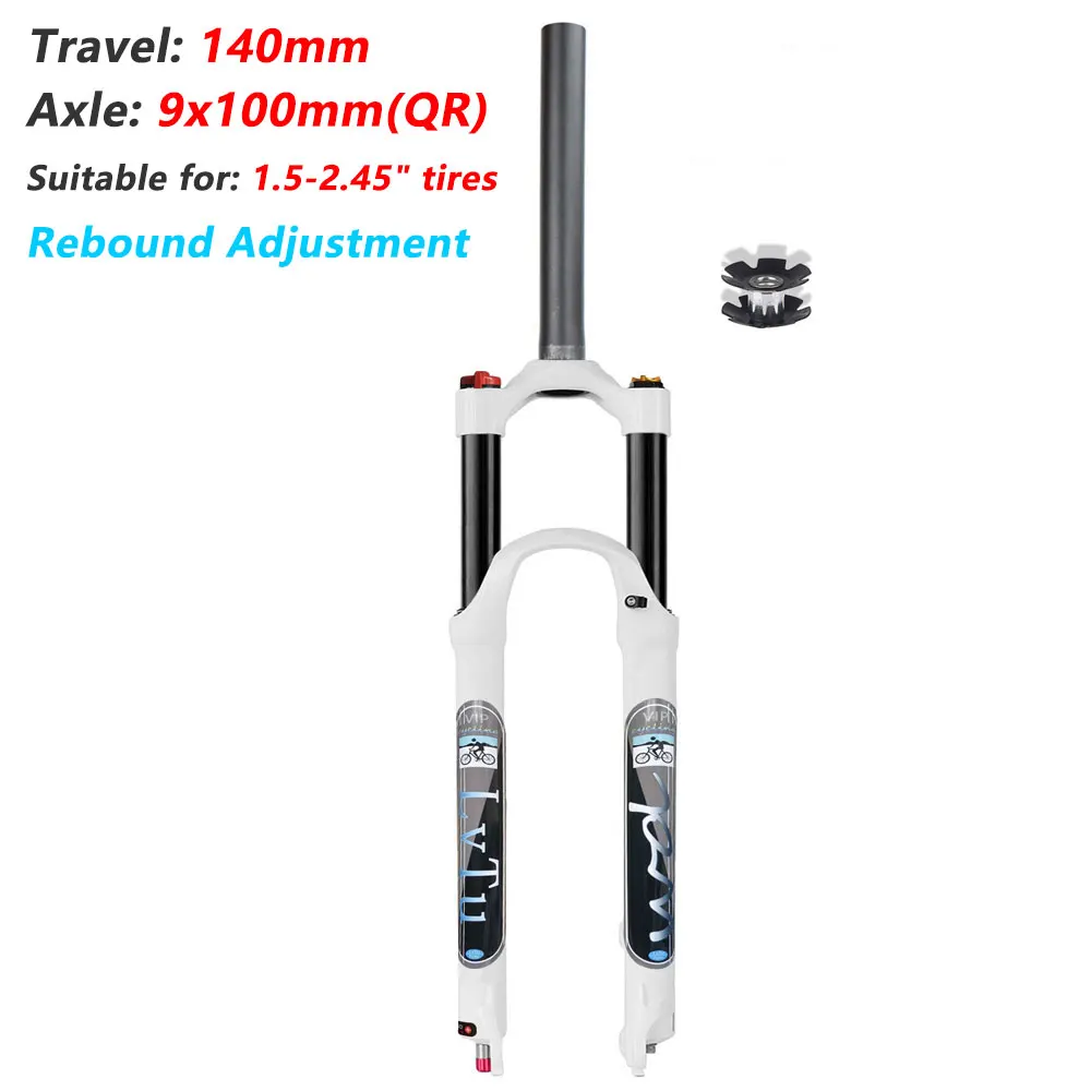 Купи Air Mountain Bike Suspension Fork 26 27.5 29 inch 140mm Travel, Disc Brake Bicycle MTB Front Forks 1-1/8 with Rebound Adjustment за 7,202 рублей в магазине AliExpress