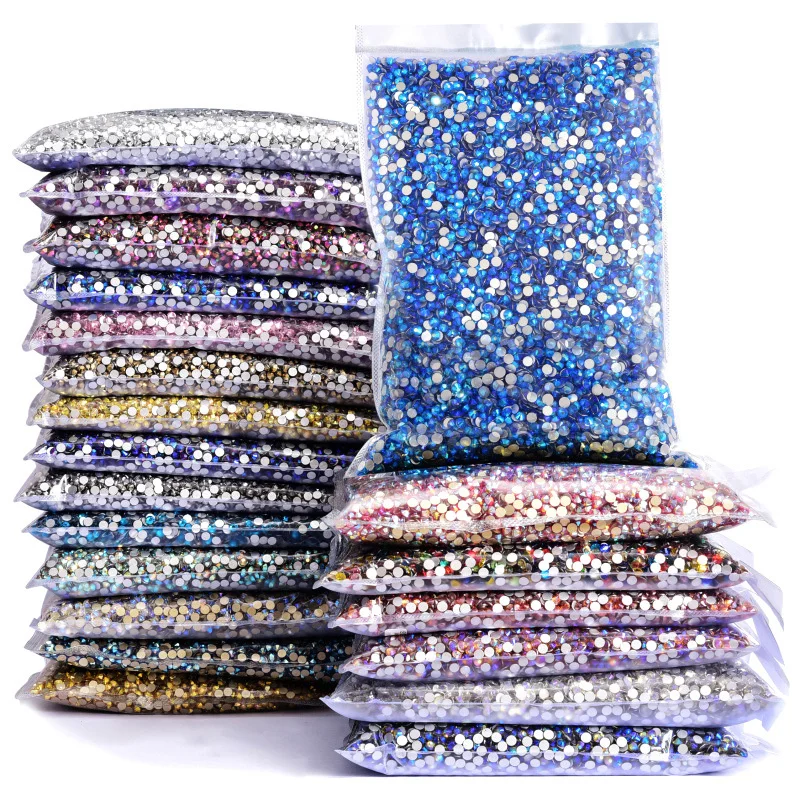 

14400Pcs Wholesale SS3-SS20 Glass Flatback Rhinestones Loose Glitter Bulk Crystals Rhinestone For Face Makeup Nail Art Dress