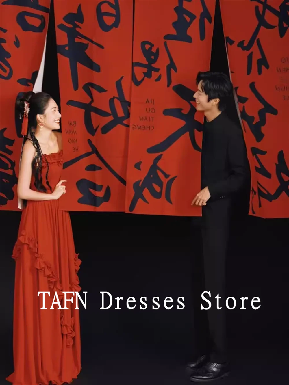 TAFN Новый китайский стиль ретро нишевое простое свадебное платье красное без