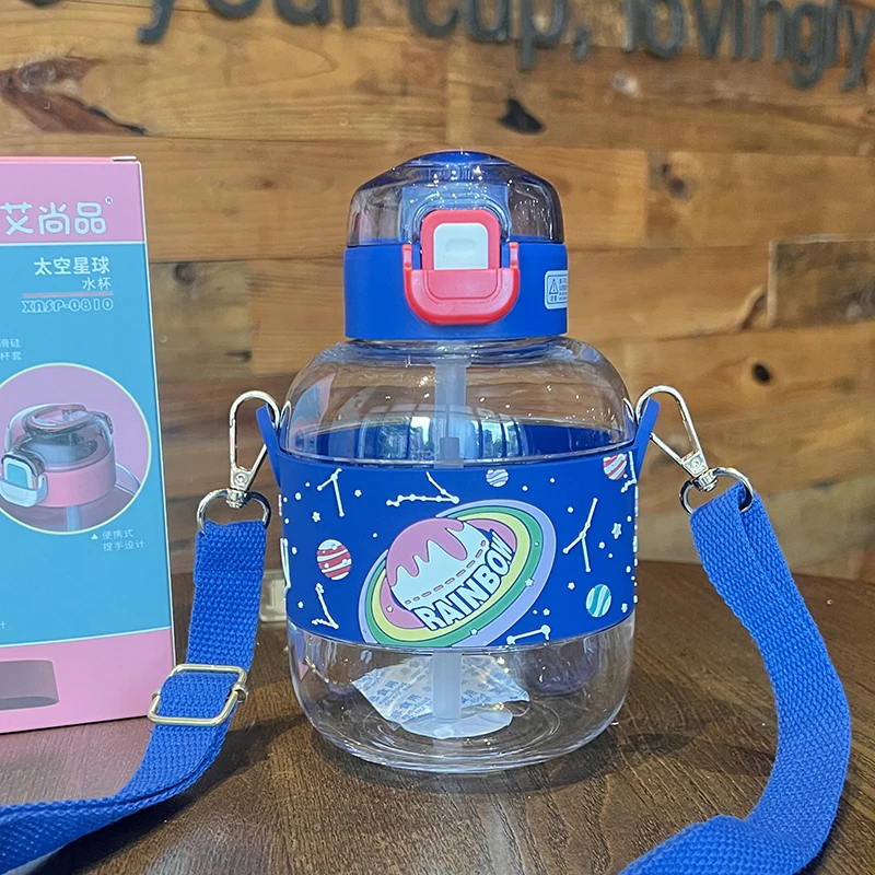 

800 мл кавайная космическая планета большой живот соломенная бутылка для воды для мальчиков девочек портативная школьная Дорожная Спортивн...