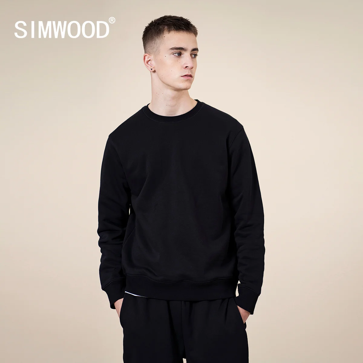 

SIMWOOD Autumn Winter New Hoodies Men Texture Cotton-Blend Jersey Sweatshirt Basic Jogger O-Neck Plus Size Hoodie SJ110755