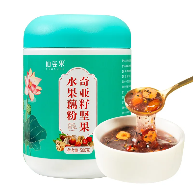 

China Osmanthus nut lotus root powder soup 500g/can No Teapot