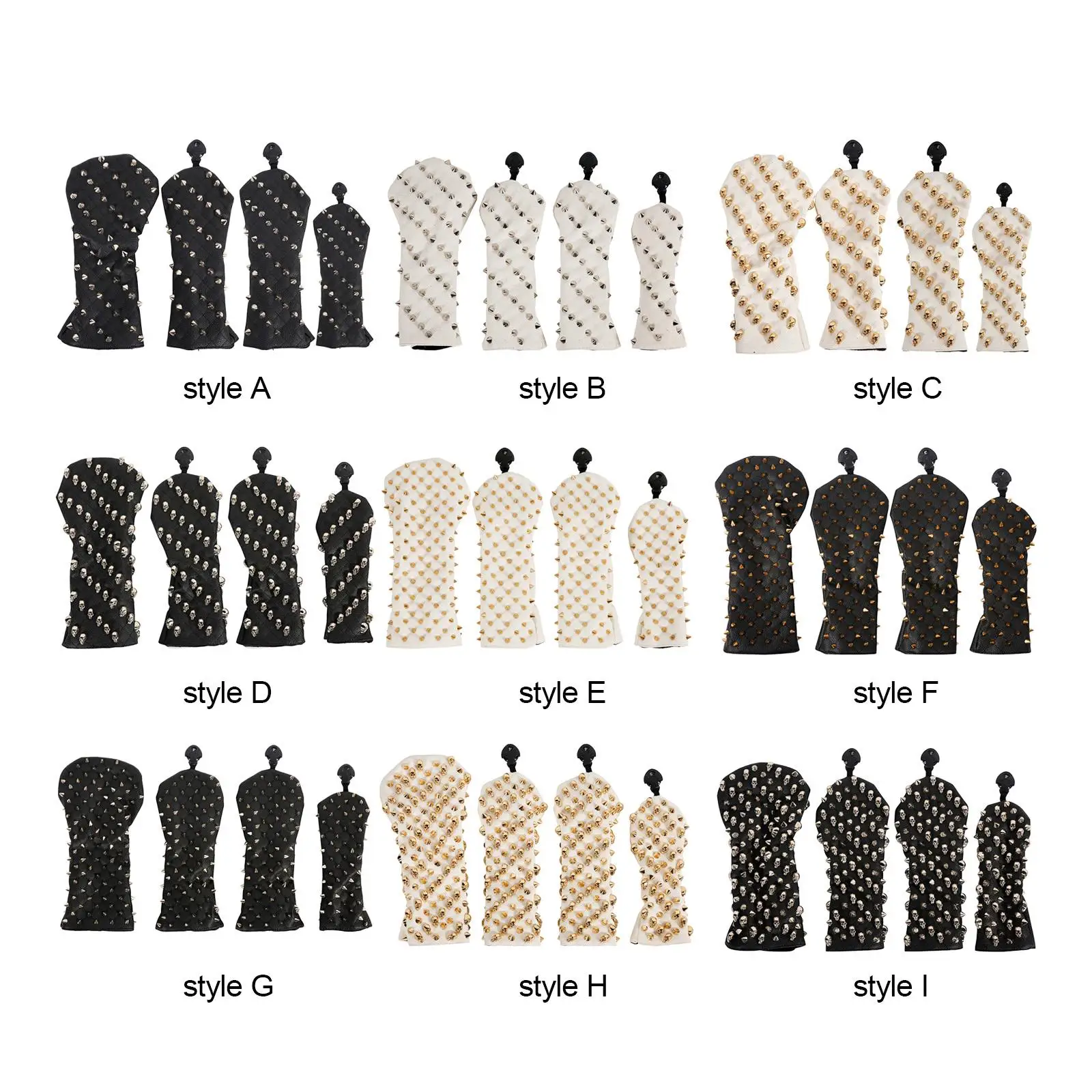 

4x PU Leather Golf Club Headcover Waterproof Replacement Golf Wood Covers