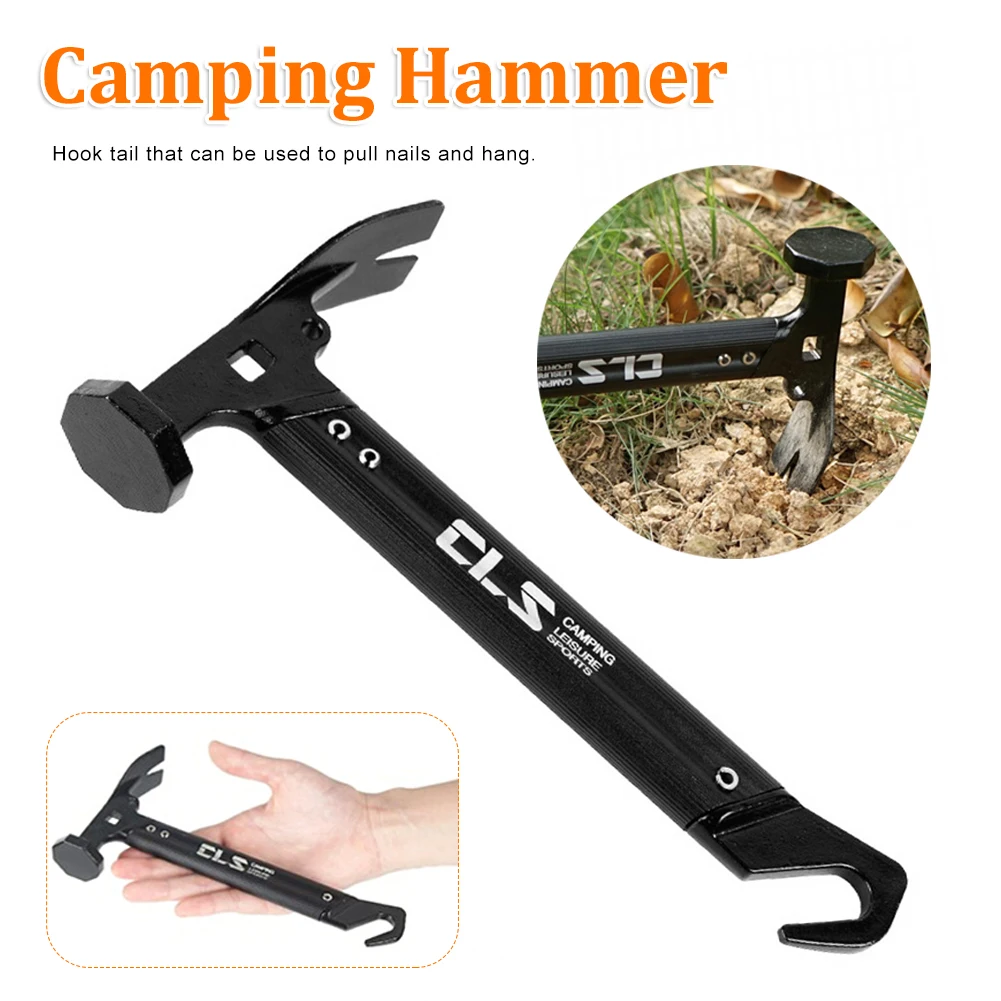 

Mini Outdoor Aluminum Alloy Tent Hammer Camping Peg Hammer Lightweight Handle Grond Nail Hammer with Remover Camping Accessories