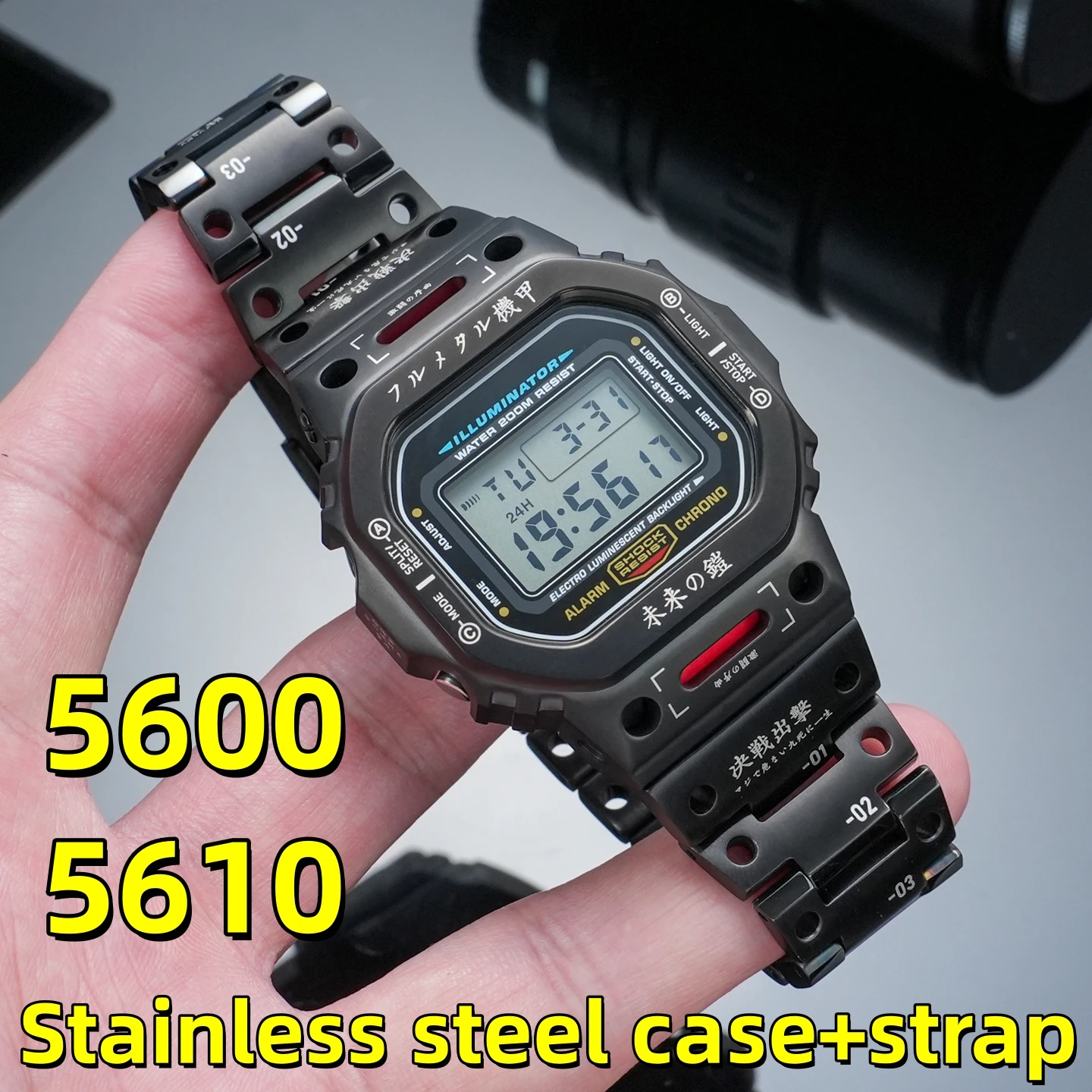 Фото Металлический безель для Casio DW5600 GWM5610 G5600 GWB5600, ремешок из нержавеющей стали 5610, аксессуары для корпуса часов 5600 с инструментами №1