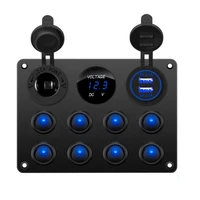 waterproof 8 gang rocker dual usb charger digital voltmeter 12v outlet pre wired switch panel with circuit breakers