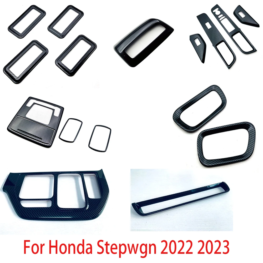 

Interior Accessories For Honda Stepwgn spada 2022 2023 ABS Carbon Gear Shift Panel Window Lift Panel Cover Trim Car Sticker