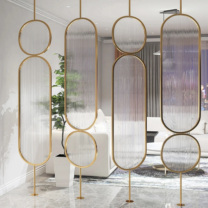 

Nordic Light Luxury Subareas Screens Tempered Changhong Glass Hollow Rotatable Simple Internet Celebrity Hallway Home Living