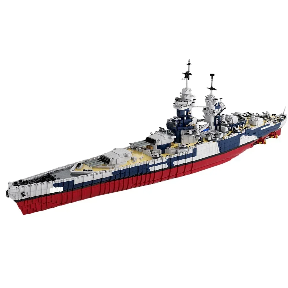 EKbricks MOC WW2 UCS Французский линкор Richelieu Bricks Модель Военный военный корабль