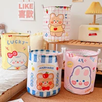 cute foldable canvas storage basket household sundries sorting large toy student stationery storage bucket dirty clothes basket