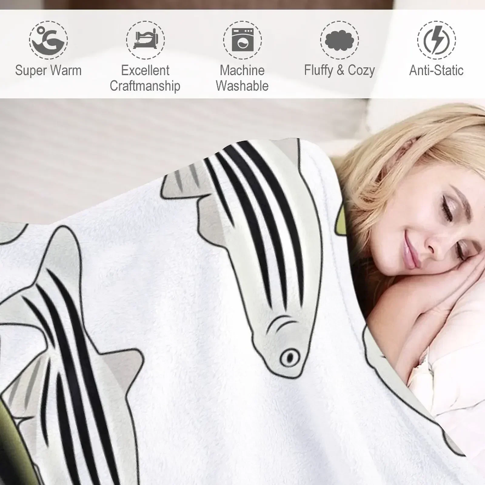 Монохромное одеяло ZebraFish рождественское украшение большие одинарные одеяла