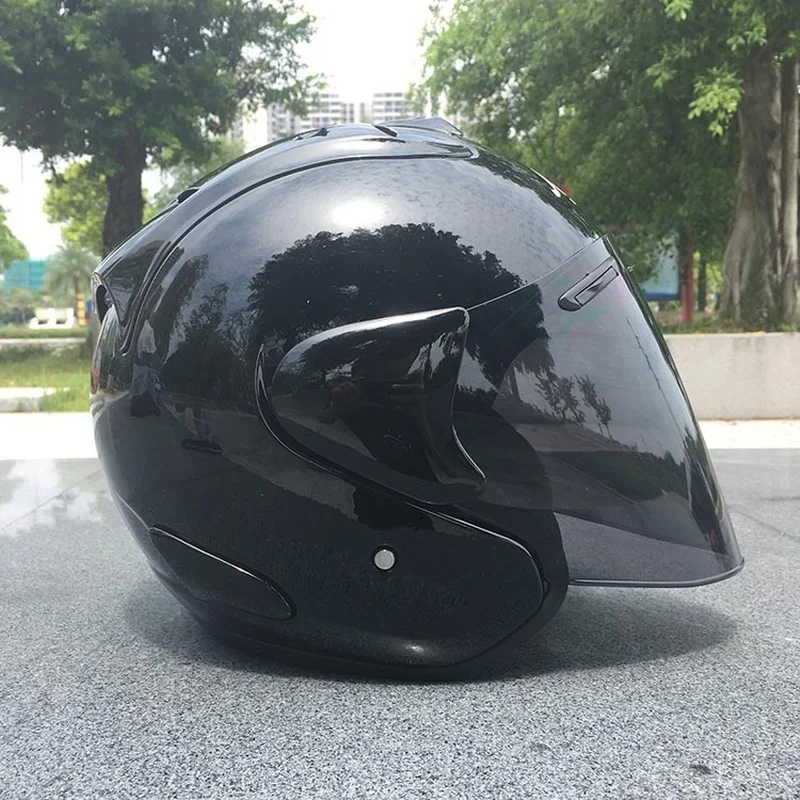 

3/4 Helmet Half Black Half Open Face Motorcycle Helmet Half Black Helmet Open Face Helmet Casque Motocross Helmet A