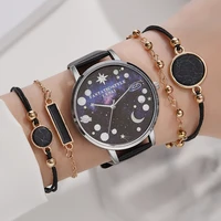 lvpai brand 5pcs new bracelet watch set fashion leather band crystal women ladies wristwatch watches relogio feminino reloj