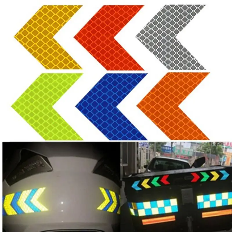 

10 Pcs Waterproof Car Reflective Sticker Luminous Night Warning Sticker Car Motorcycle Arrows Pattern Car Interior Accessories