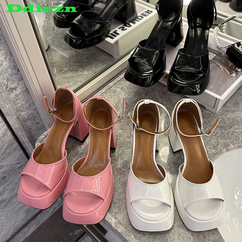 

Туфли-лодочки женские на высоком каблуке, сандалии на платформе, квадратный носок, элегантная обувь, лето 2023