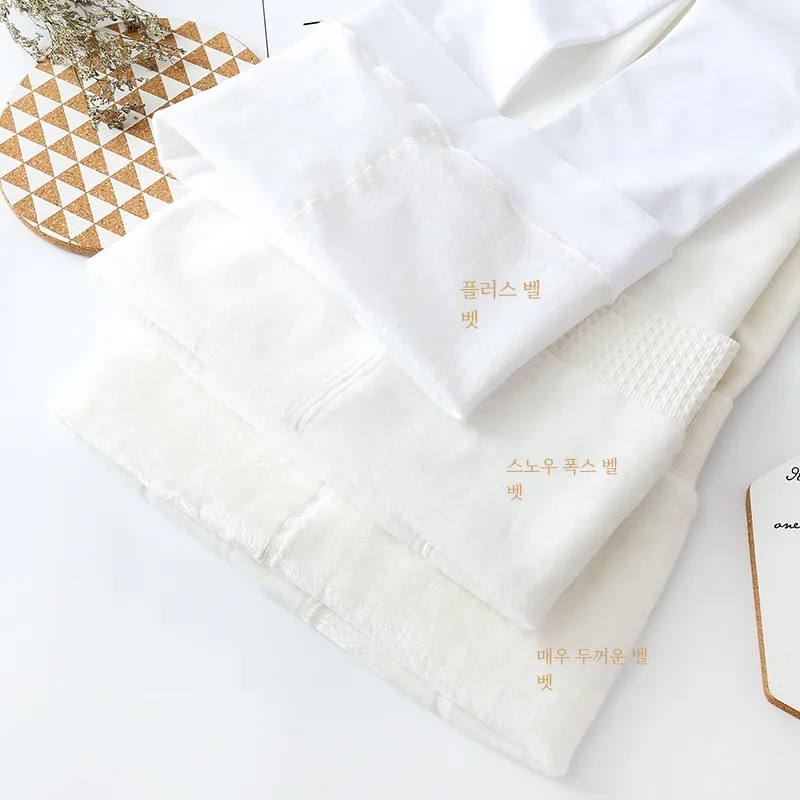 Осенние и зимние утолщенные белые чулки на флисовой подкладке теплые