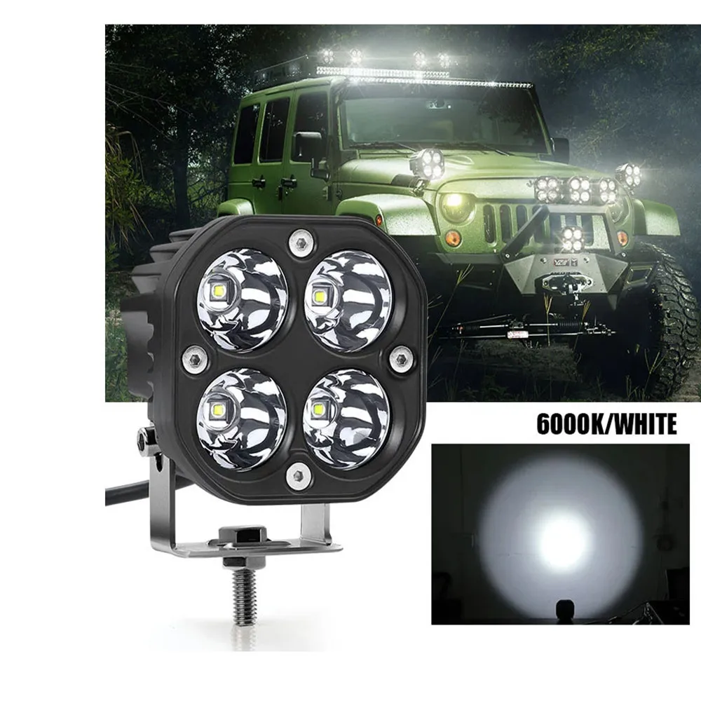 

3 Inch LED Work Light Bar 12V 24V For Car Yellow Fog Light 4x4 Motocross Tractor Driving Light White Square Spotlight