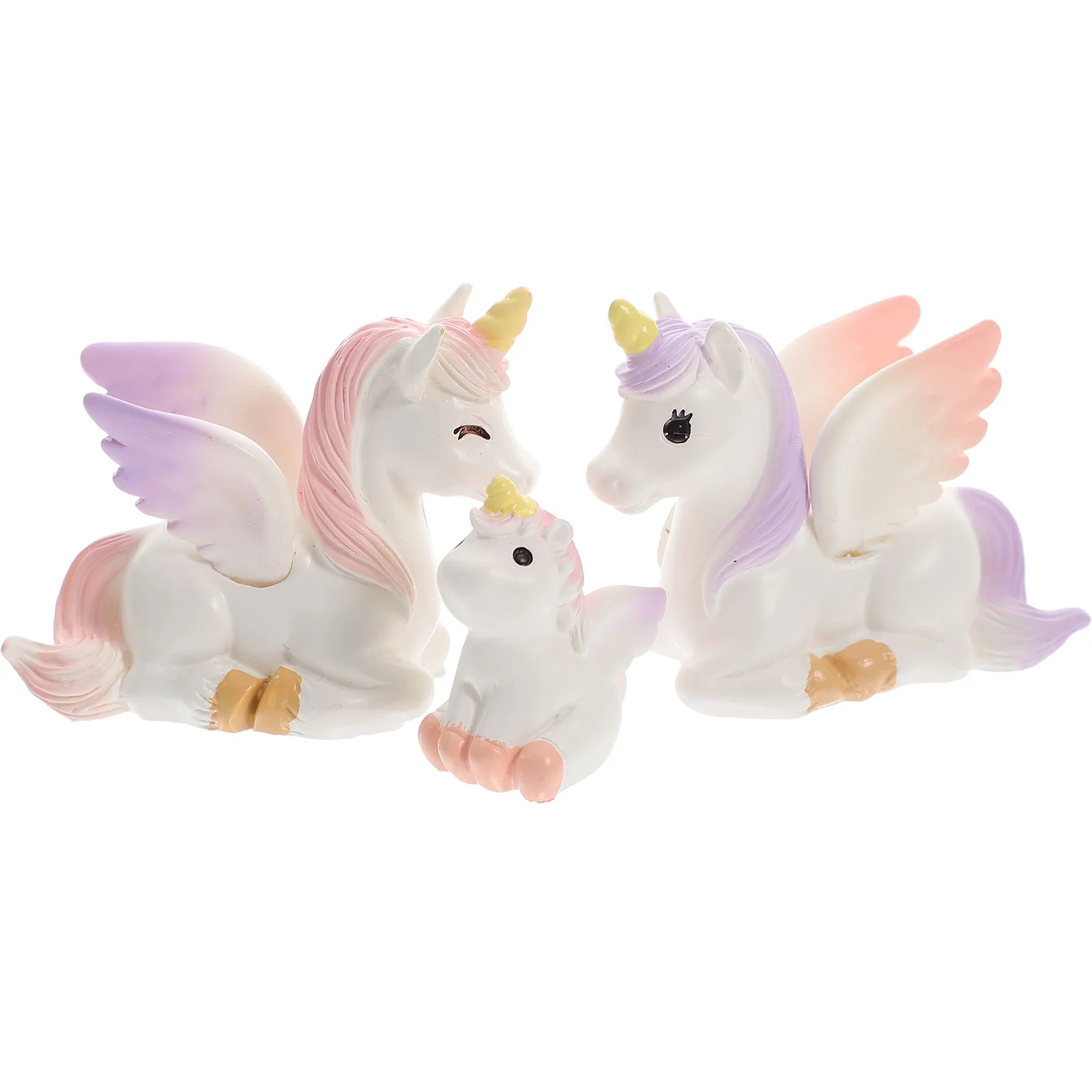 

3 Pcs Unicorn Ornaments Birthday Cake Topper Decoration Resin Kit Animal Accessories Adorable Figurine Baby Dessert