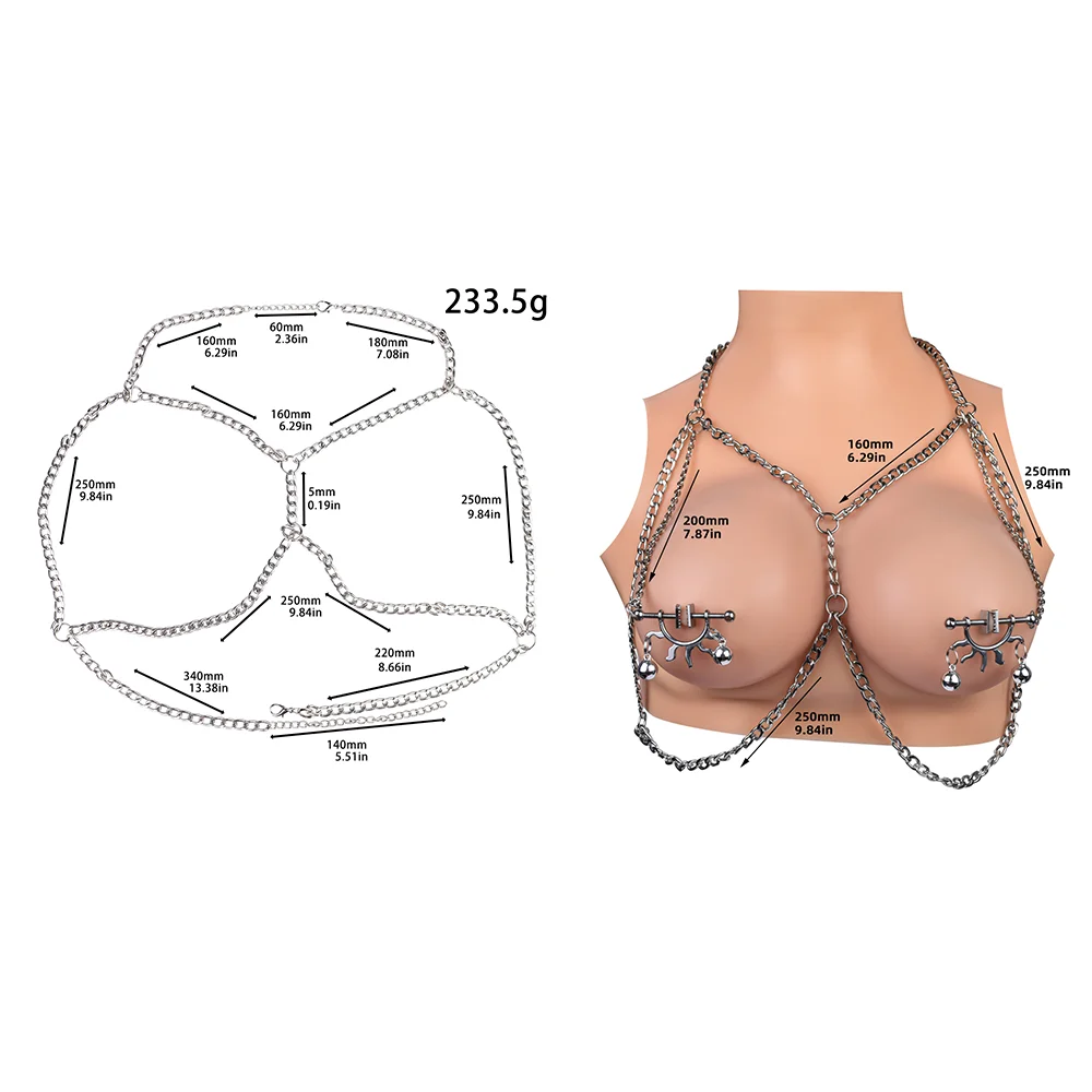 Ослепительный зажим для сосков LUUK из нержавеющей стали с цепочкой Регулируемый