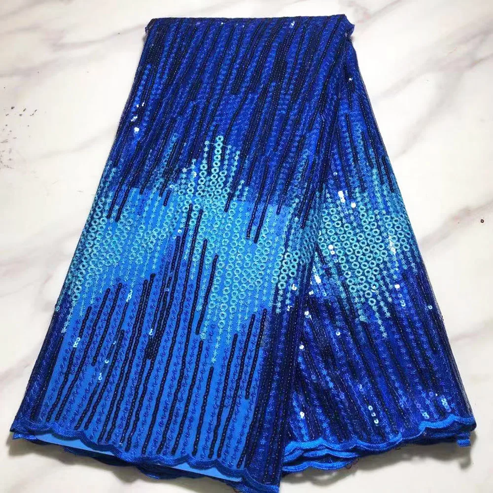 

African Lace Fabric 2022 High Quality Elegant Nigerian Sequins Net Embroidered French Tulle 5 Yards For Sew Clothes