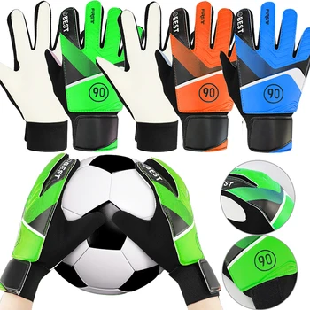1 Pair Children Anti-Slip Glove Goalkeeper Gloves PU Gloves Finger Protection Goal Thickened Latex Football Gloves For Kids 1