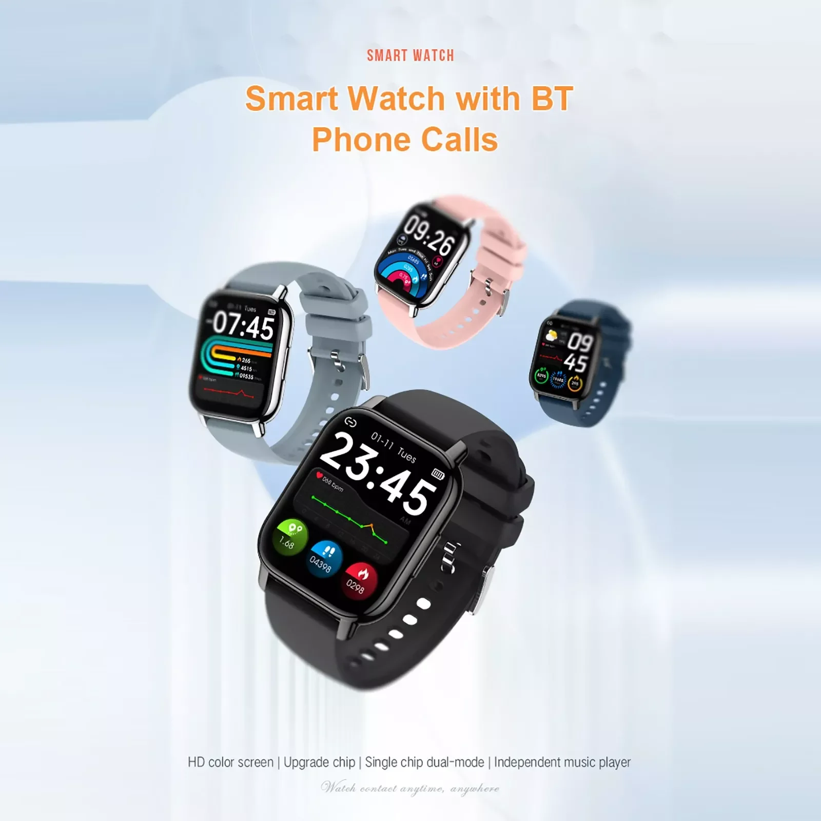 

P66 Smart Watch Men Bluetooth Call 1.85 Inch Custom Dials Health Monitor Music Player Spor Fitness Bracelet Women Smartwatch