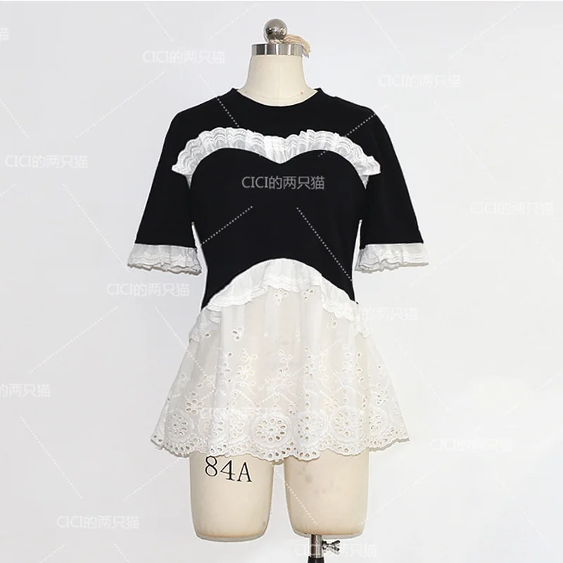 Наряд K-pop женские кружевные топы танцевальный наряд черная праздничная одежда