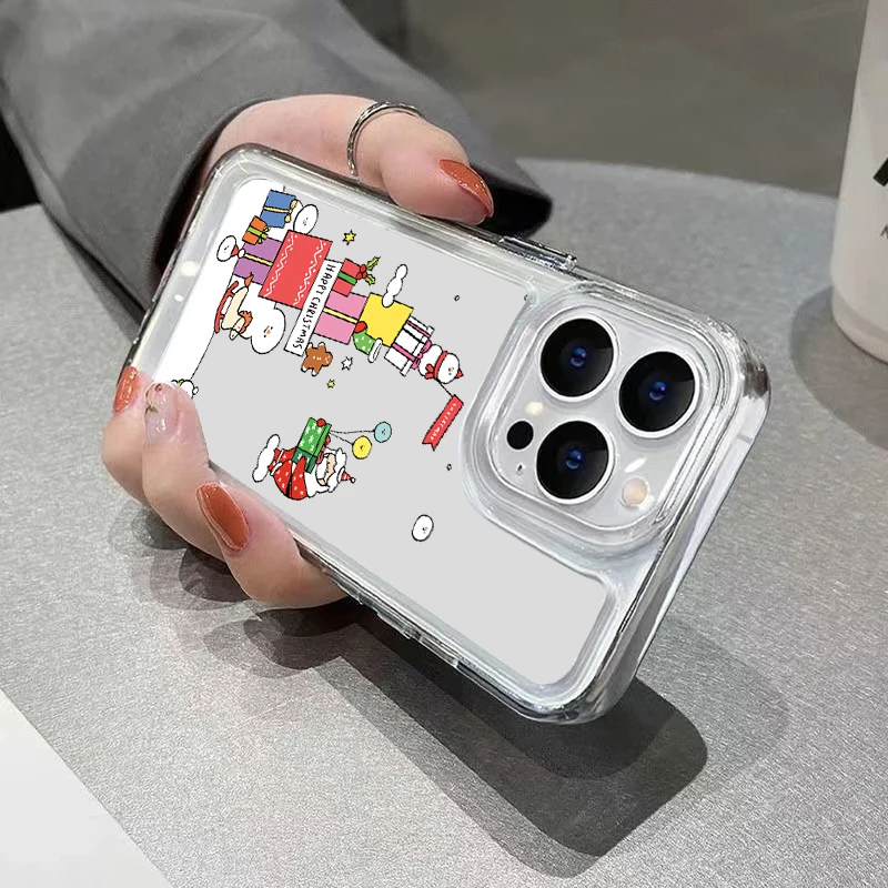 Прозрачный чехол для телефона с Рождеством iPhone 15 16 Pro Max 14 Plus 13 12 11 7 8 XR X XS мягкий