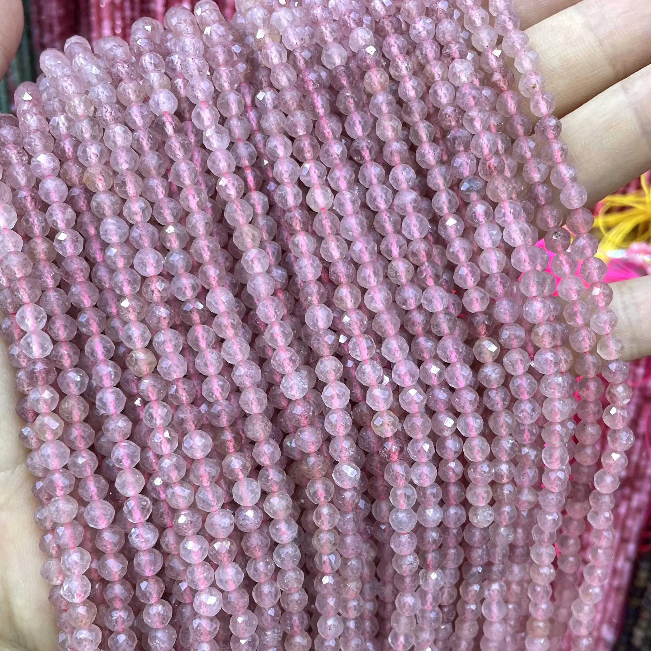 2 3 4 мм натуральный камень граненый клубничный кварц круглые свободные