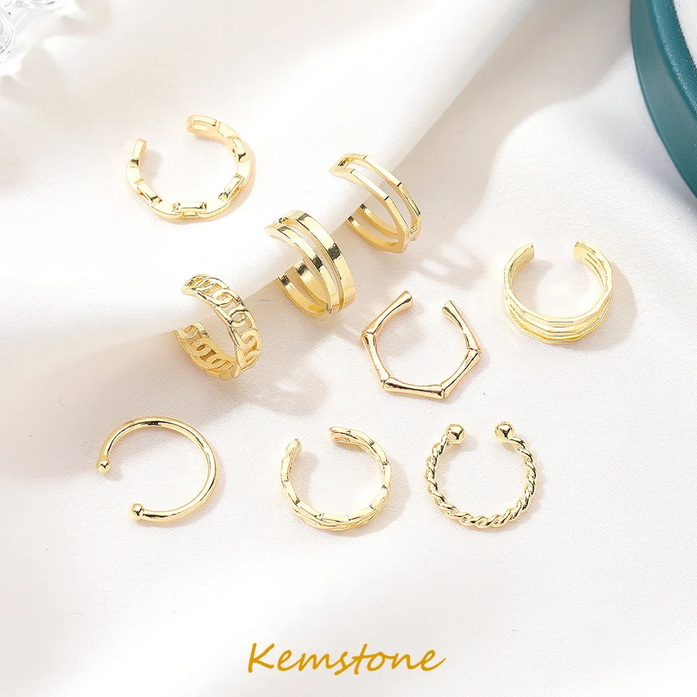 

Kemstone 2022 New Ear Bone Clip Metal Clip on Earrings for Women No Pierced Earrings Female Minimalist Aesthetic Jewelry