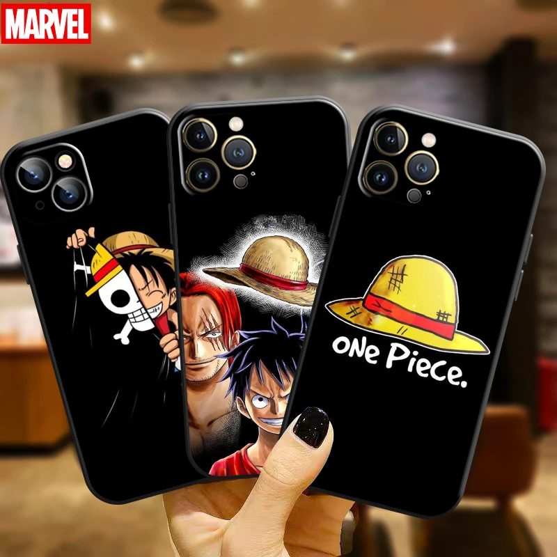 

One Piece Luffy Logo For Apple iPhone 11 12 13 Pro Max 12 13 Mini X XR XS Max SE 6 6S 7 8 Plus Phone Case Black TPU Funda