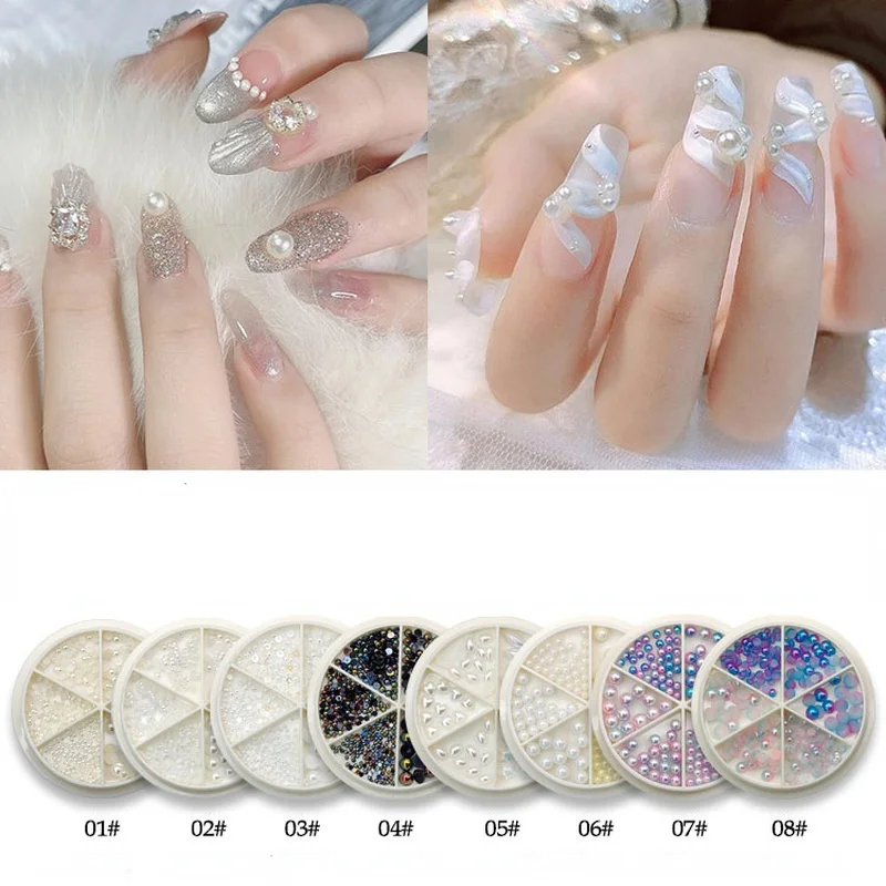 

1box Gradient Imitation Pearl Half Face Bead Flat Bottom Semicircle Color Plating Mobile Phone Nail Art Clothing Accessories