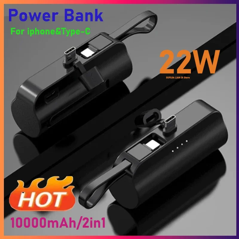 

Power Bank 10000mAh Built in Cable Mini PowerBank External Battery Portable Charger for IPhone Samsung Xiaomi Spare Power Banks