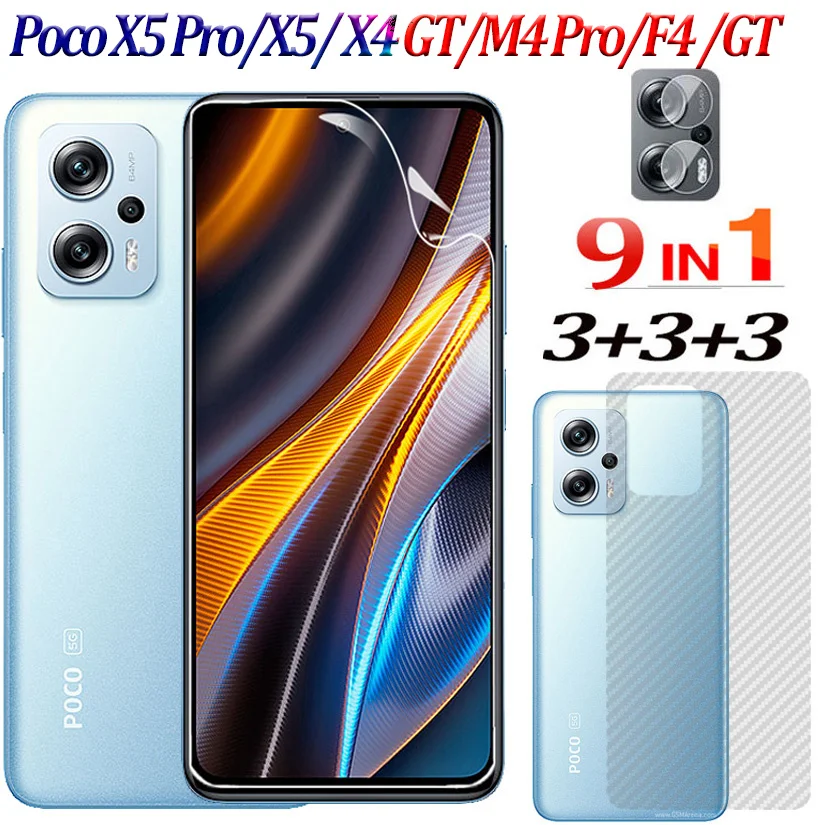 Poco X5 Pro X4 GT Hydrogel Film Poco X5 F4 X3 GT M3 M4 Pro 5g Screen Protector Back Film Camera Poco X5 Pro 5G X4GT Soft Glass