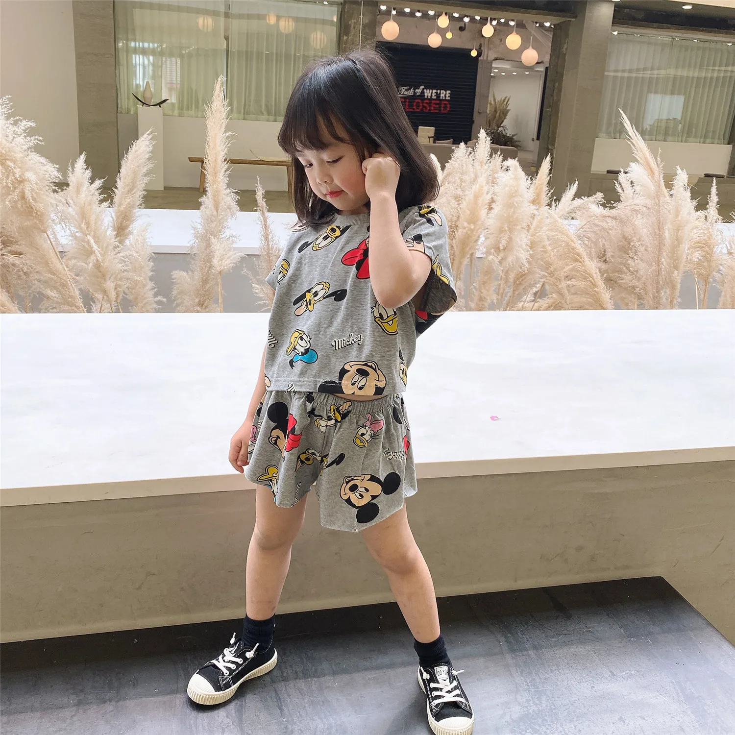 Summer Children Clothing Sets Boys Girls Cartoon Mickey Print Casual T-shirt Shorts 2pcs/Set Outfit Kids Clothes Suit Tracksuits images - 6
