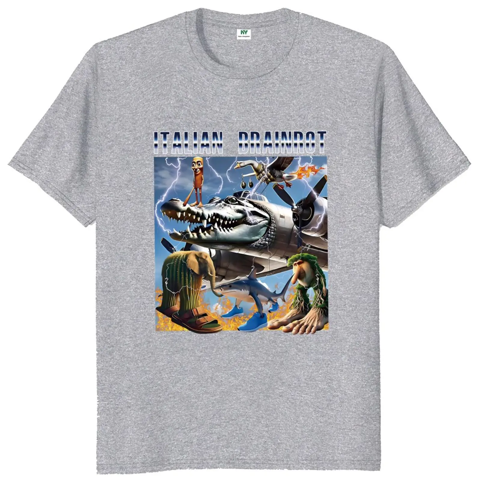 Итальянская футболка Brainrot Meme забавная уличная одежда с искусственным