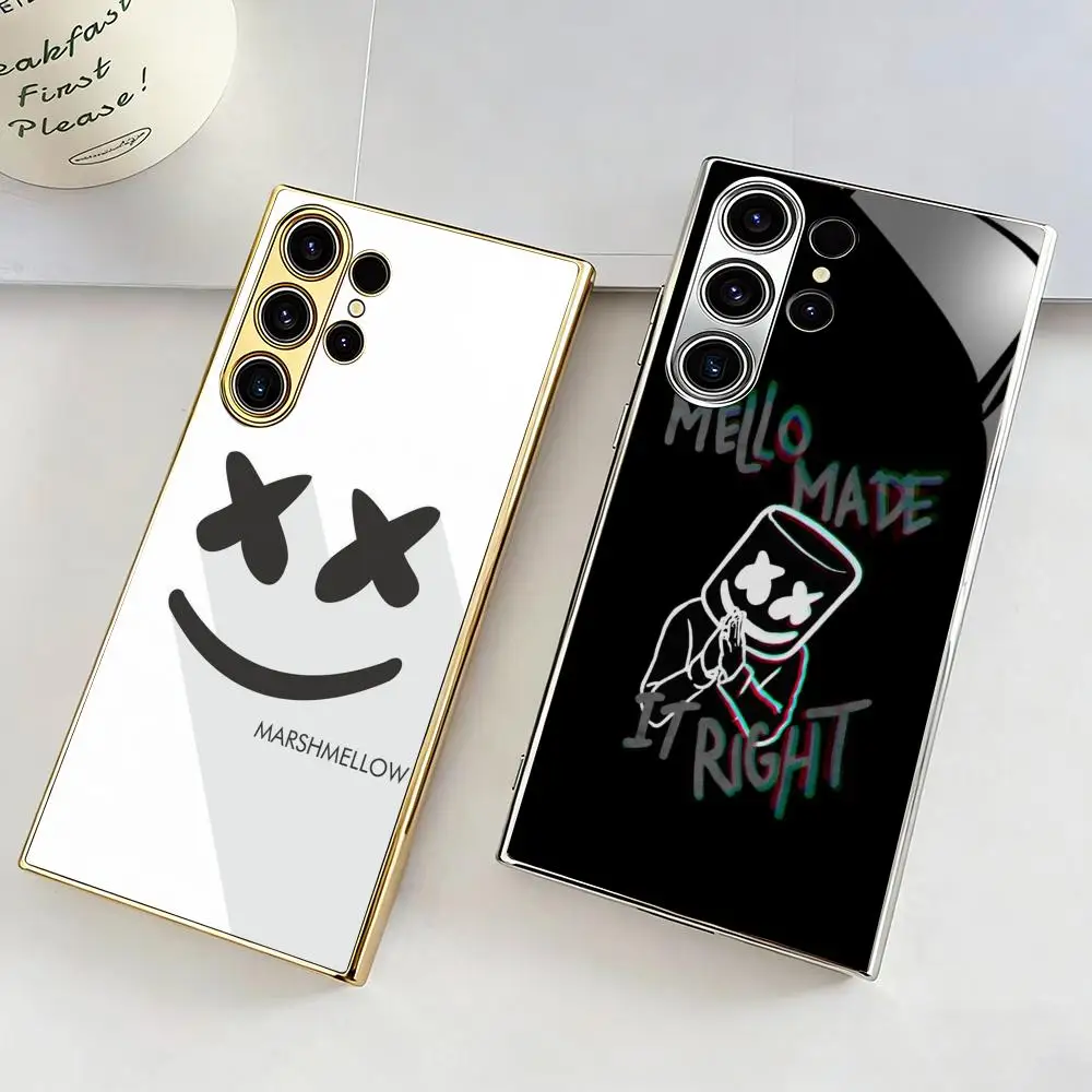 Фото Горячая новинка: Роскошный чехол M-Marshmeloes для Samsung S26 S25 S24 S23 S22 S21 Plus Ultra FE Edge из гальванизированного стекла №5