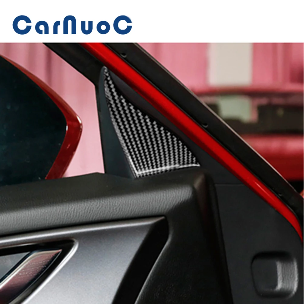 

Car Carbon Fiber Stickers Door Triangle A-pillar Panel Decorative Trim For Mazda 3 Axela 2017 2018 Accessories Interior Moulding