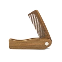 wooden hair comb natural sandalwood comb for beard fold pocket comb hair brush beard mustache brush for men peine para barba