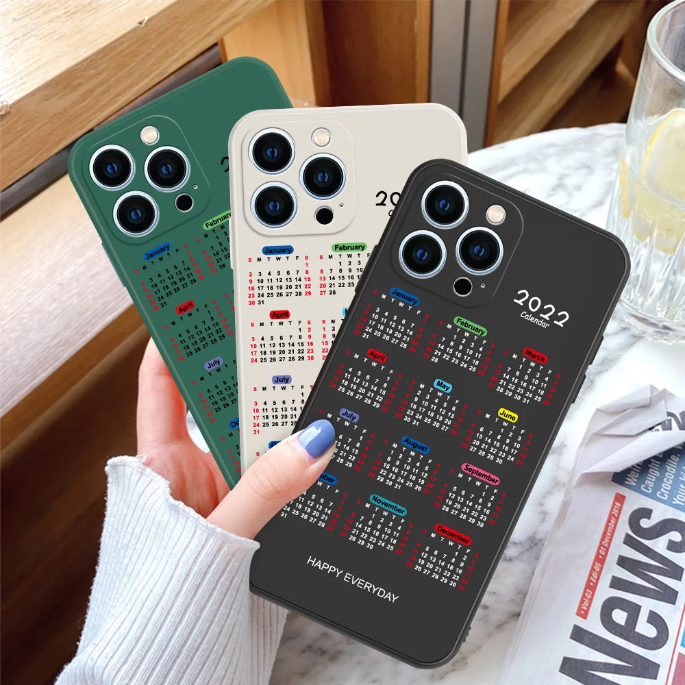 

Shockproof Cover For iPhone 13 11 12 Pro Max 2022 Calendar Phone Case For iPhone 13 Mini XR Xs Max 6 7 8 Plus SE 2020 6S Funda