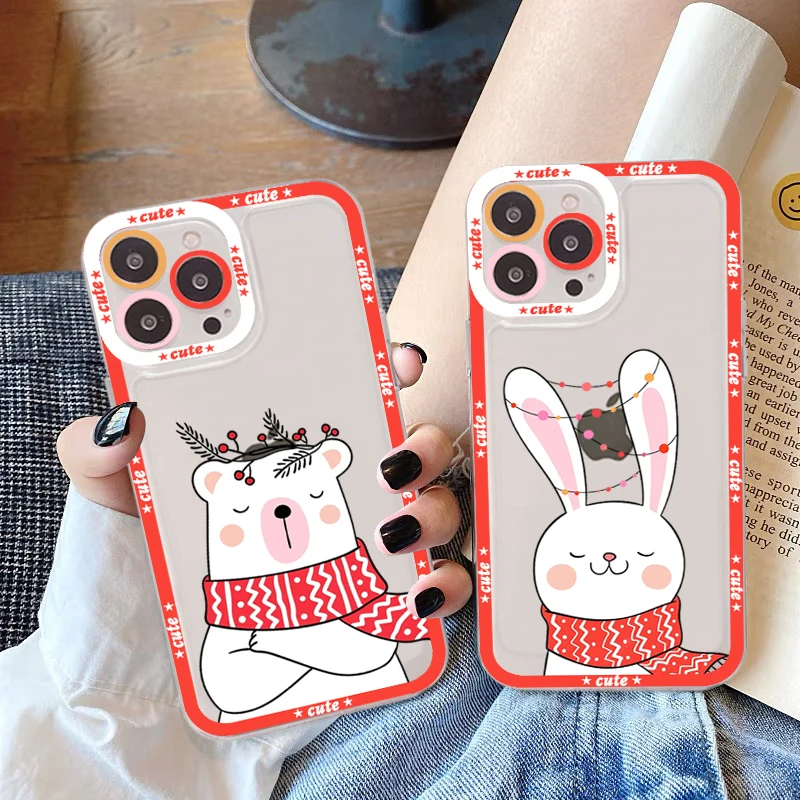 

Animal Christmas Scarf Phone Case for iPhone 11 12 13 Mini Pro Max 14 Pro Max Case shell