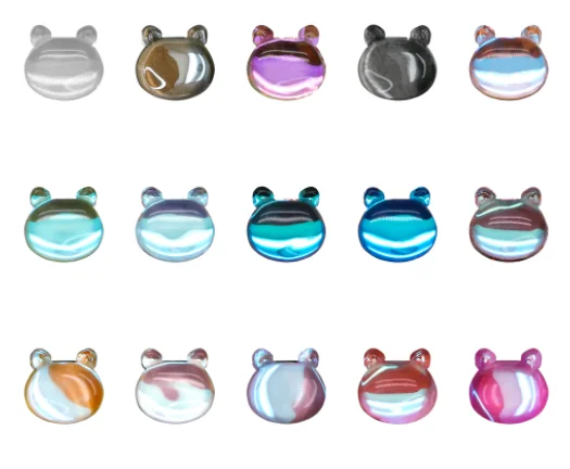 

100pcs/pack Little Bear's Head 15 magic colors translucent 3D crystal Manicure Nail Art Decoration Charms Jewelry