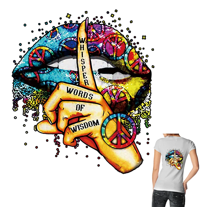 

TuQiang Lips Design Patches for Clothes Heat Transfer Thermal Stickers DIY Washable Iron on Colorful Print Patch Applique Decor