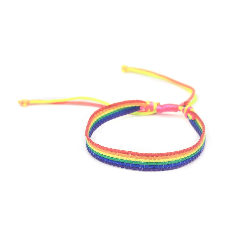 50 Pieces LGBT Rainbow Rope Bracelets For Couple Gay Women Men Handmade Woven Braided String Friendship Lover Pride Wristband