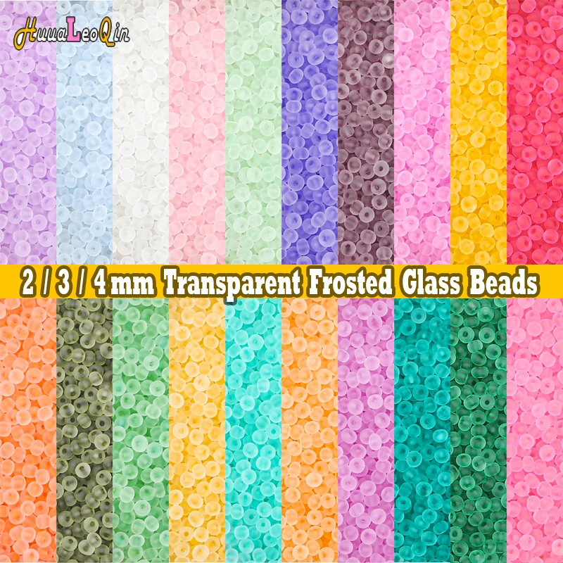 

2/3/4mm Uniform Transparent Frosted Glass Beads 12/0 8/0 6/0 Matte Loose Spacer Seed Beads for Jewelry Making DIY Charms Sewing