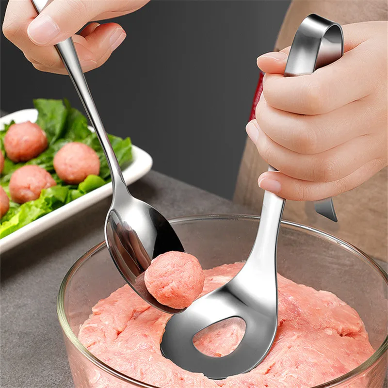 

Manual Stainless Steel Meatballs Spoon Maker Creative Fish Meat Beef Balls Press Cooking Scoop Food Processor Kitchen Utensils