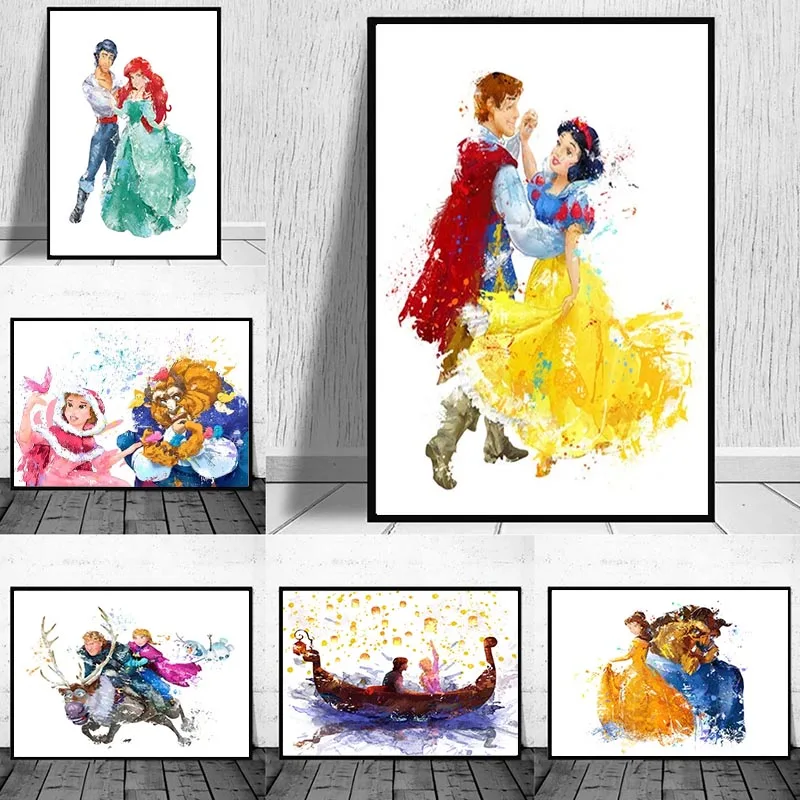 

Цифровая картина маслом, принц Диснея и Белоснежка, принцесса, сделай сам, ручная роспись, холст, краска в соответствии с цифровым украшением для дома